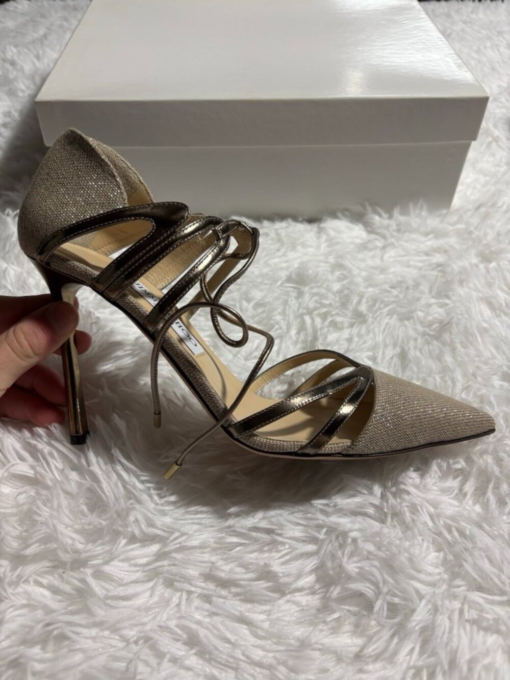 Jimmy Choo Hime Tie-up Pumps Pointed Toe High Heels Shoes - Picture 2 of 8